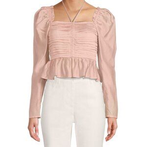 Antonio Melani Elvira Square Neck Long Puffed Sleeve Shirred Blouse